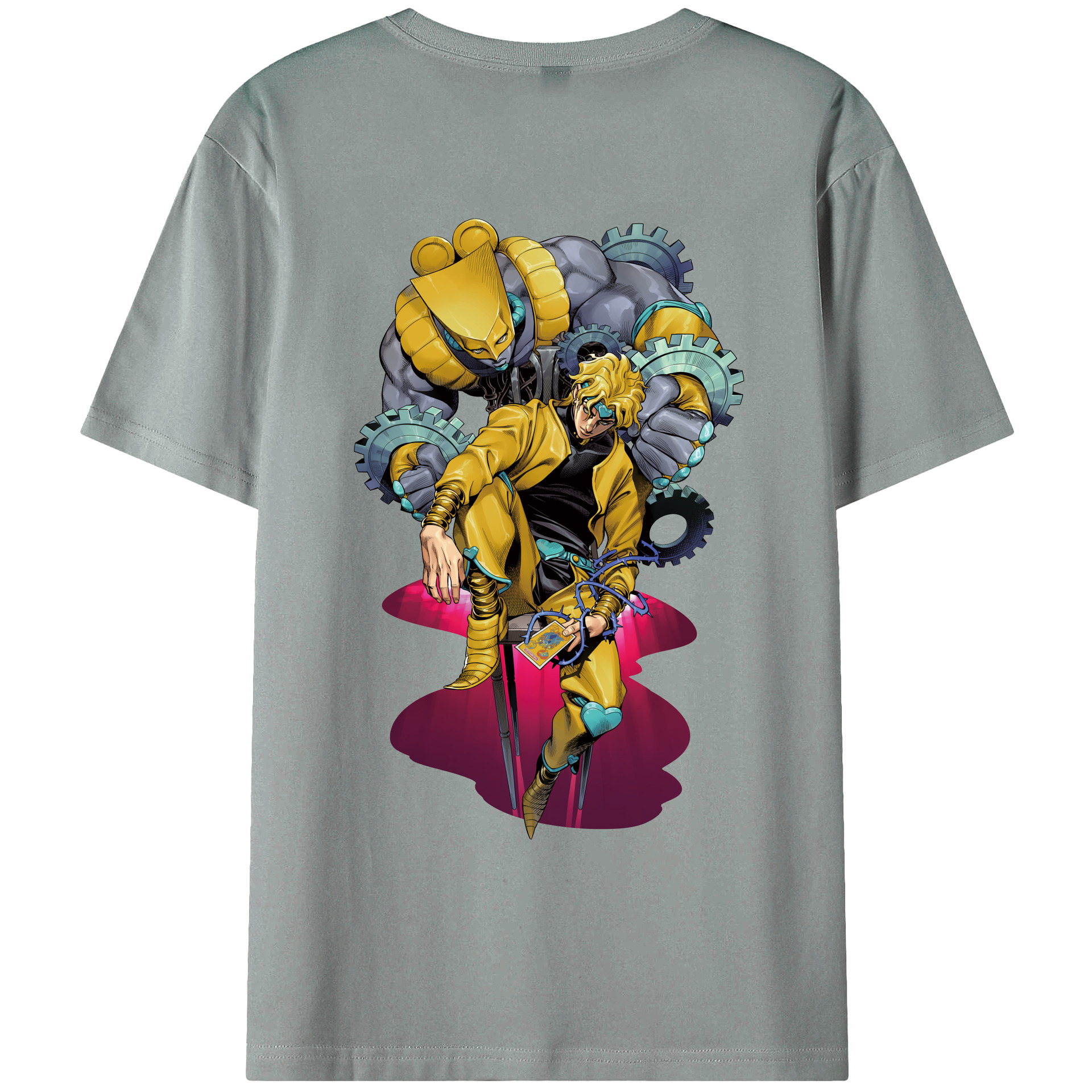 （画像用） ジョジョの奇妙な冒険 ディオ?ブランドー JoJo's Bizarre Adventure Dio Brando 綿100％ メンズ半袖Tシャツ（バックプリント） 通気性